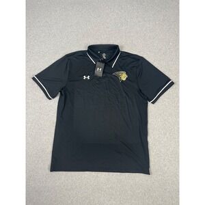 Lindenwood University Lions Polo Shirt Mens L Black Under Armour Short Sleeve